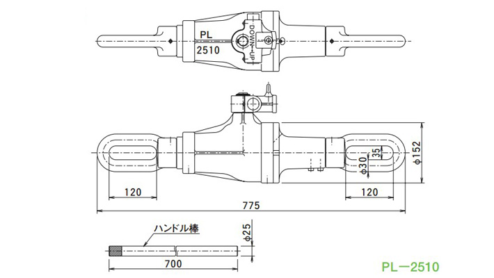 PL型機械牽引用千斤頂結構尺寸圖片