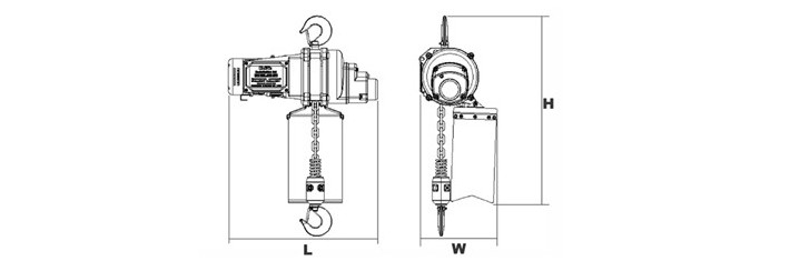 DU-901迷你環(huán)鏈電動葫蘆結構尺寸圖片