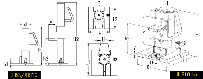 JHS分離爪式千斤頂結(jié)構(gòu)尺寸圖片