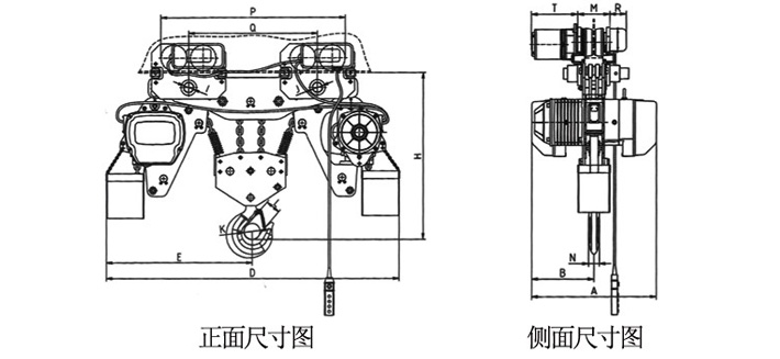 10噸低凈空環(huán)鏈電動(dòng)葫蘆尺寸