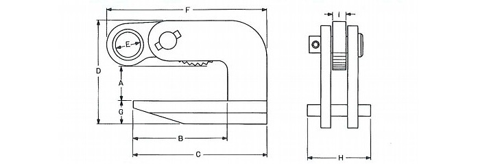 鷹牌VAF水平起吊用夾鉗結構尺寸圖片