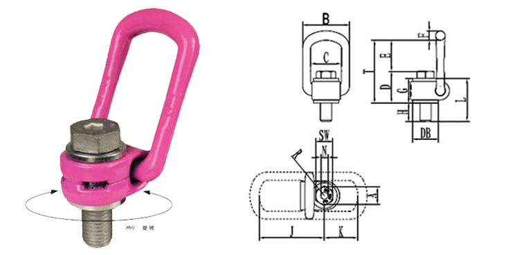 路德VLBG螺栓型旋轉吊環技術參數