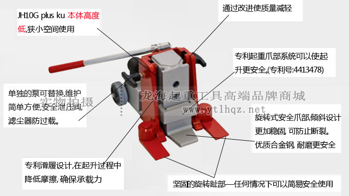 JUNG低型爪式千斤頂優勢示意圖