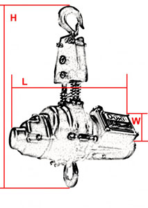 DH-500舞臺環(huán)鏈電動葫蘆結(jié)構(gòu)尺寸圖