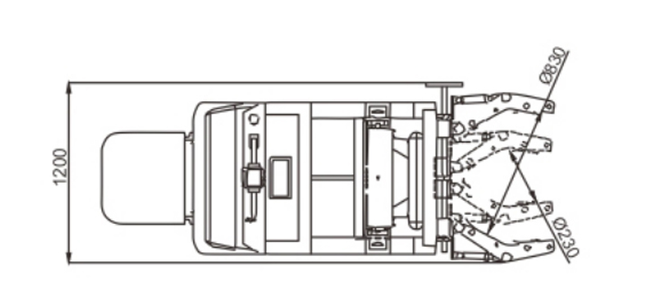 LYL800全電動油桶翻轉車（配重式）尺寸圖